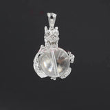 Dragon Wrapped Crystal Sphere Pendant Silver Plated Natural Round Gemstone Ball Charm for Feng Shui Chakra Necklace Making