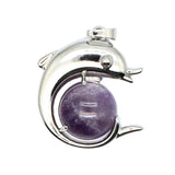 Ocean Serenity: Handcrafted Natural Stone Dolphin Pendant • Healing Crystal Marine Animal Totem • Silver Plated Jewelry Gift