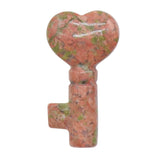 Symbolic Heart Key Crystal Pendant | 22×39mm Multi-Gemstone Charm Chakra Healing Jewelry