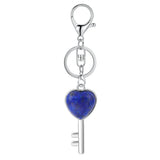 Natural Crystal Heart Key Keychain, Chakra Healing Gemstone Keyring for Car Keys & Bag Charm