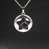 Star Hollow Natural Crystal Stone Locket Pendant, Openable Round Star Gemstone Charms Necklace, Healing Crystal Jewelry for Women Gift