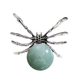47×40mm Natural Crystal Ball Spider Pendant | Gothic Antique Silver Insect Charm for DIY Jewelry