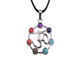7 Chakra Mixed Metal Pendants, Silver‑Plated Alloy Chakra Stone Charms, Om Tree of Life Infinity Symbol Reiki Yoga Spiritual Jewelry for Necklace Making