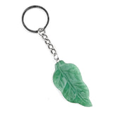 Fashional Natural Stone Carved Leaf Shaped Pendant Keychain Bag Small Crystal Pendant Decoration Safe for Festival Party Gift