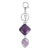Minimalist Natural Stone Keychain Aesthetic Geometric Quartz Teardrop Charm Bag Pendant Girlfriend Gift