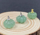Cute Gemstone Pumpkin Crystal Charm Pendant Pack Carved Mini Natural Stone Flower Beads with Iron Bail for DIY Necklaces Bracelets Earring Making