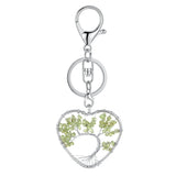 Tree of Life Chakra Key chain Pendant Heart-Shaped 7 Chakras Natural Gemstone Handmade key chain for Women Men