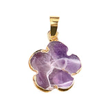 Natural Green Agate Plum Blossom Pendant - 20mm Gold-Plated Flower Crystal Charm for DIY Necklaces & Gifts