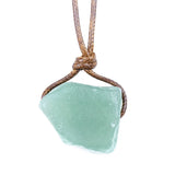 Natural Raw Crystal Rough Stone Pendant Necklace, Irregular Gemstone Hand Knotted Brown Rope Choker for Unisex