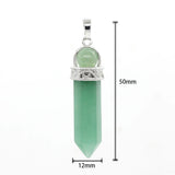 Natural Crystal Hexagonal Point Pendant, Chakra Stone Bead Top Double‑Stone Necklace Charm Reiki Healing Crystal Pendant for Jewelry Making
