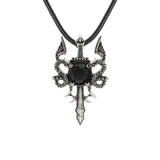 Fashion Jewelry Necklace Natural Stone Crystal Labradorite Double-winged Dragon Sword Pendant Necklace Accessories Women