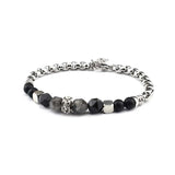 Natural Crystal Healing Bracelet, Mixed Faceted Gemstone & Stainless Steel Link Bracelet with Zircon Spacer Energy Protection Bracelet Gift