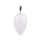 Minimalist Natural Stone Teardrop Necklace Smooth Polished Water Drop Crystal Charm Pendant with Adjustable Black Cord Unisex Spiritual Protection Jewelry