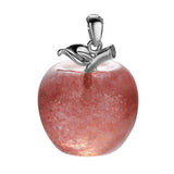 Natural Crystal Gemstone Christmas Apple Shape Ladies and Girls Leather Cord Cross Chain Pendant Fashion Jewelry
