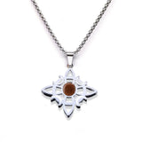 Stainless Steel Witch’s Knot Gemstone Necklace  Celestial Moon Goddess Pendant - Wiccan Protection Jewelry for Women & Men