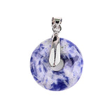 Natural Gemstone Ping Buckle Shaped Pendant with Silver Metal  Mixed Agate Crystal Pendant Jewelry Gift Bring Health