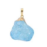 Gold Dipped Natural Raw Crystal Pendant Necklace, Irregular Rough Gemstone Chakra Healing Stone Necklace for Women