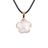 Natural Crystal Flower Pendant Necklace Gold Plated Edge Healing Gemstone Jewelry for Women