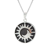 Sun and Moon Natural Gemstone Pendant Necklace Multi Color Healing Crystal Silver Plated Charm Jewelry for Women Gift