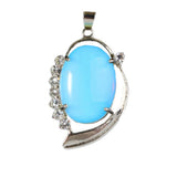 Oval Natural Crystal Leaf Pendant for Making Jewelry Chakra Reiki Healing Stone Jewelry for Women, Multiple Gemstone Selection
