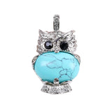 Silver Owl Gemstone Pendant for Making Jewelry #SP1760 Healing Chakra Crystal Bird Animal