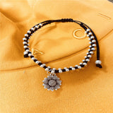 Vintage weave Ankle Bracelets Daisy Pendant Silver Anklets Chain Elephant Beach Foot Jewelry for Women and Girls