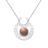 Stainless Steel Witch Moon Pendant Necklace - Triple Moon Goddess Symbol with Moonstone Style Gemstone - Wiccan Pagan Jewelry for Women & Men