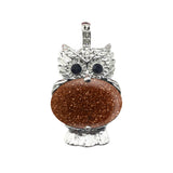 Silver Owl Gemstone Pendant for Making Jewelry #SP1760 Healing Chakra Crystal Bird Animal