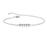 Rose Gold Layered Anklet Set - Dainty Cubic Zirconia Beaded Ankle Bracelet