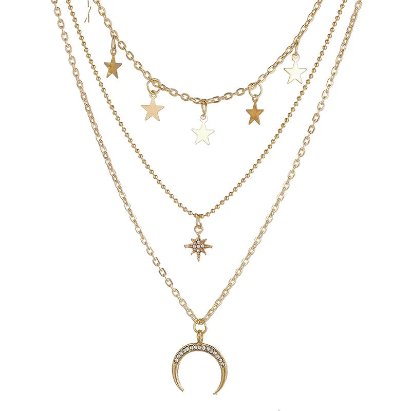 Women Simple Choker Moon Star Choker Necklace Pendant Trendy Necklace Teen Necklace Jewelry for Women and Girls Gift