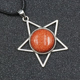 Star Pentagram Crystal Necklace | 40mm Natural Gemstone Pendant, Bohemian Healing Jewelry Gift