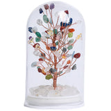 Natural Crystal Tree in Glass Bottle | Feng Shui Gemstone Money Tree with Wood Base & LED Light for Home Decoration Gift