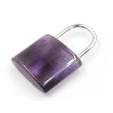 Natural Quartz Lock Shaped Pendant Necklace, Reiki Healing Crystal Chakra Jewelry for Women
