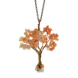 Hand‑Wrapped Gold Wire Tree of Life Pendant Necklace, Natural Chip Gemstone Tree Pendant with 20 Inch Gold Chain, Reiki Chakra Healing Crystal Tree Jewelry for Women