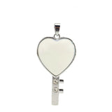 Silver Bezel Heart Natural Stone Key Pendant, Rhinestone Inlaid Chakra Gem Key Charm for DIY Necklace Jewelry Making
