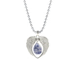 Vintage Silver Angel Wings Heart Necklace - Ready to Wear Teardrop Crystal Ball Chain Pendant for Women, Spiritual Gift