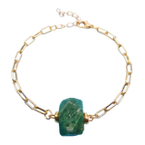 Natural Irregular Gemstone Paperclip Bracelet Adjustable Gold Link Chain with Raw Rose Quartz & Amethyst - Healing Crystal Charm Jewelry for Women & Girls - Gift for Her