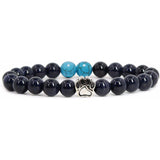 Natural Stone Stretch Beaded Bracelet with Turquoise Accent & Heart Charm Chakra Energy Healing Elastic Bracelet for Women Stacking Jewelry