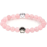 8mm Natural Crystal Stretch Beaded Bracelet with Heart Rhinestone Charm 19cm Elastic Energy Healing Gemstone Bracelet for Women Yoga Jewelry