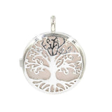 25mm Silver Plated Tree of Life Pendant Natural Round Crystal Inlay Hollow Charm for Chakra Necklace Making