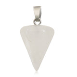 Faceted Cone Crystal Pendants for DIY Jewelry Making, Natural Gemstone Dowsing Pendulum Charms with Bail, Wholesale Wicca Divination Supplies for Necklaces