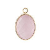 Oval Faceted Natural Gemstone Pendant Charms Gold Plated Bezel Wrapped Crystal Pendant for Jewelry Making DIY Necklace Earrings