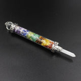 Natural Crystal Chip Glass Bottle Wand Pendant, Reiki Chakra Healing Crystal Point Wand Charm for Necklace Jewelry Making Meditation