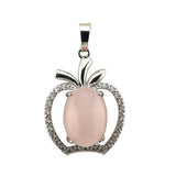 Natural Gemstone Christmas Fruit Apple Pendant Necklace for Women Men Teachers Appreiation Gift For Mentor Coach Principa