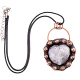 Retro Copper Natural Stone Heart Peneant Necklace 45CM Black Cord