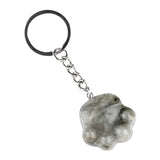 28×30mm Natural Crystal Cat Paw Keychain | Cute Gemstone Pendant Keyring for Animal Lovers