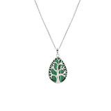Tree of Life Teardrop Crystal Pendant Natural Gemstone Necklace Multi‑Variety Chakra Healing Stone Silver Plated Jewelry Gift for Women