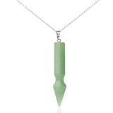Natural Faceted Bullet Cone Crystal Pendant Necklace 72mm Chakra Healing Gemstone Point Charm with 18 Inch Silver Bead Chain