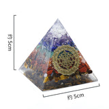 7 Chakra Orgone Pyramid, Natural Mixed Crystal Copper Inlay Reiki Healing Orgonite Pyramid 4cm