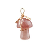 20mm Natural Crystal Mushroom Pendant  Wire-Wrapped Gemstone DIY Jewelry for Gifts